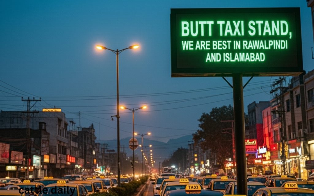 LED Boards for Taxi Stands in Pkaitan text on LED Signage, Butt Taxi Stand, We are Best in Rawalpindi and Islamabad