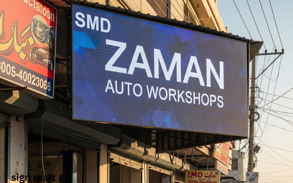 SMD Screen for Auto Workshop in Pkaitan text on SMD Screen, Zaman auto Workshops