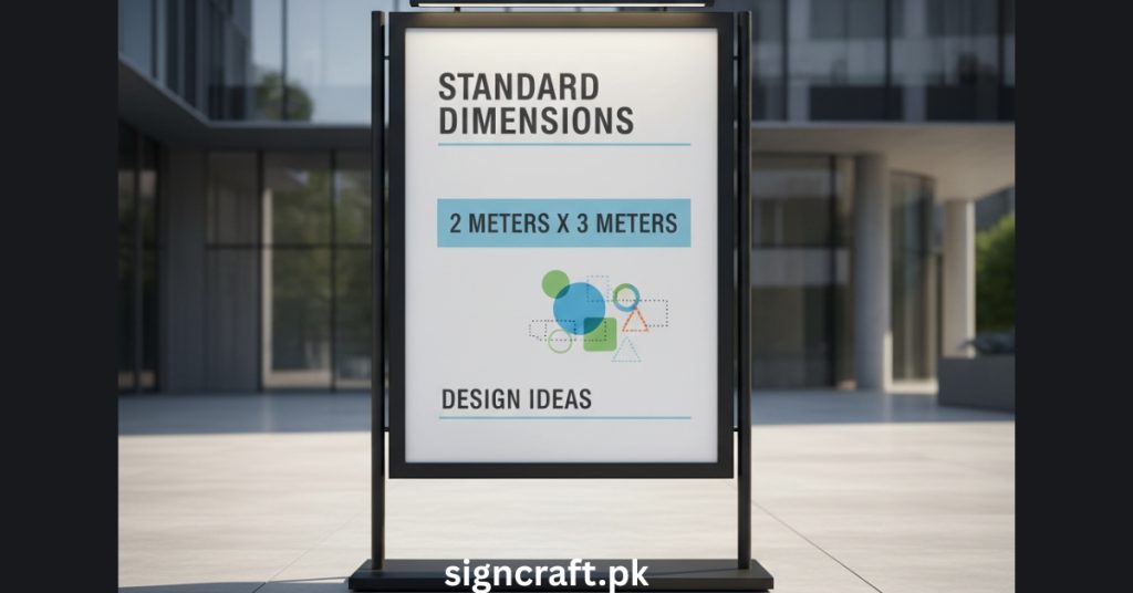 Their is standee shows 2x3 Sign Board Standard Dimensions & Design Ideas