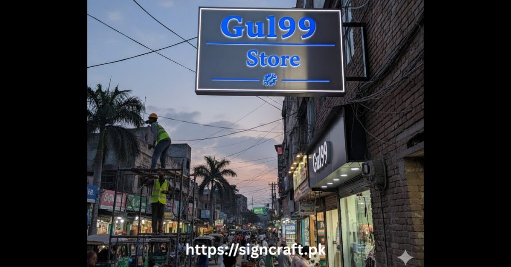 There is Sign Board of shop in this image