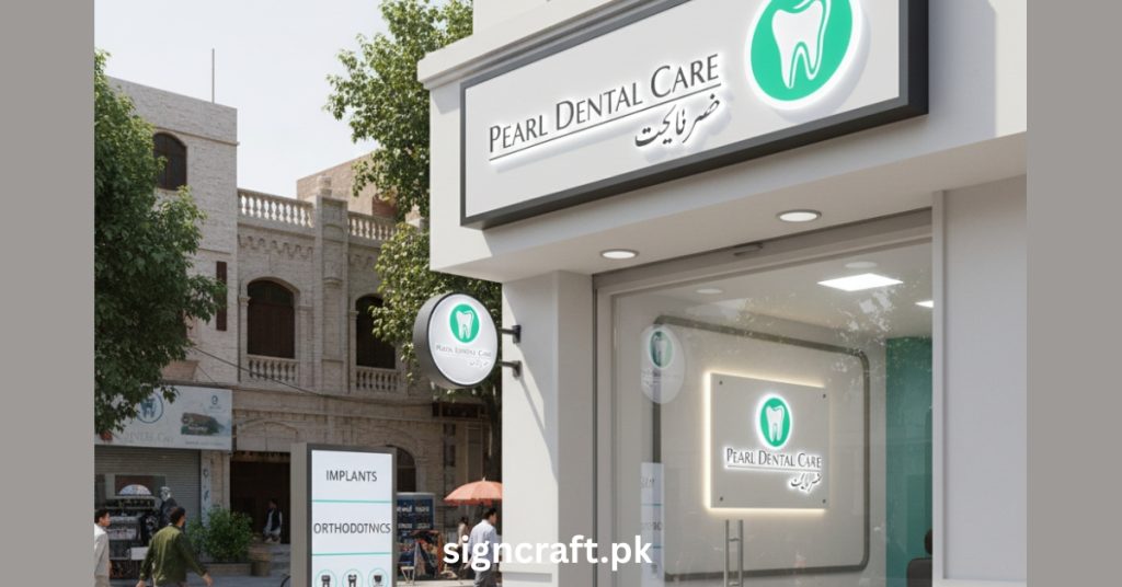 Dental clinic with signboards