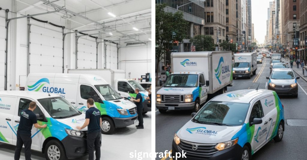 There are vehicles with Fleet Branding Wraps