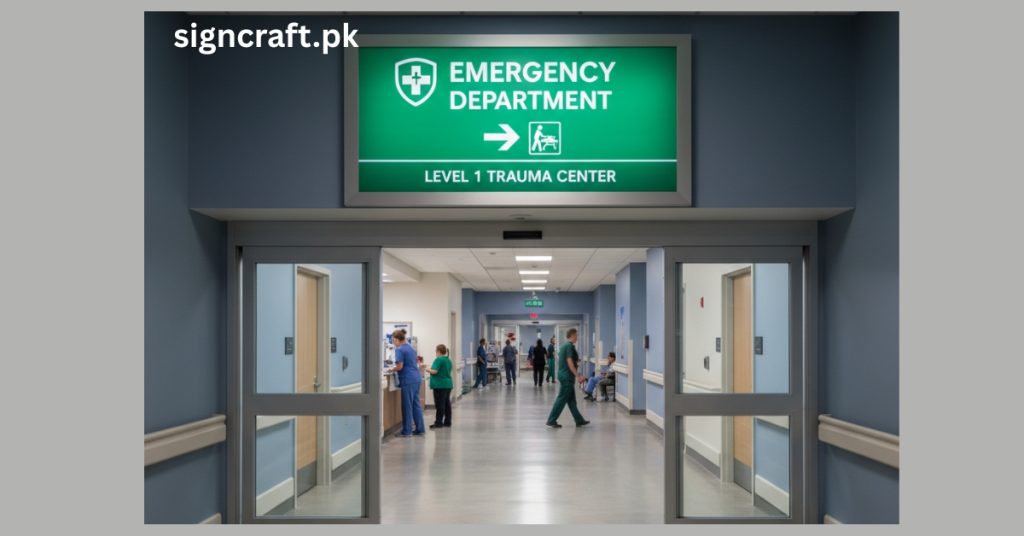 There is Emergency Signage in Hospital