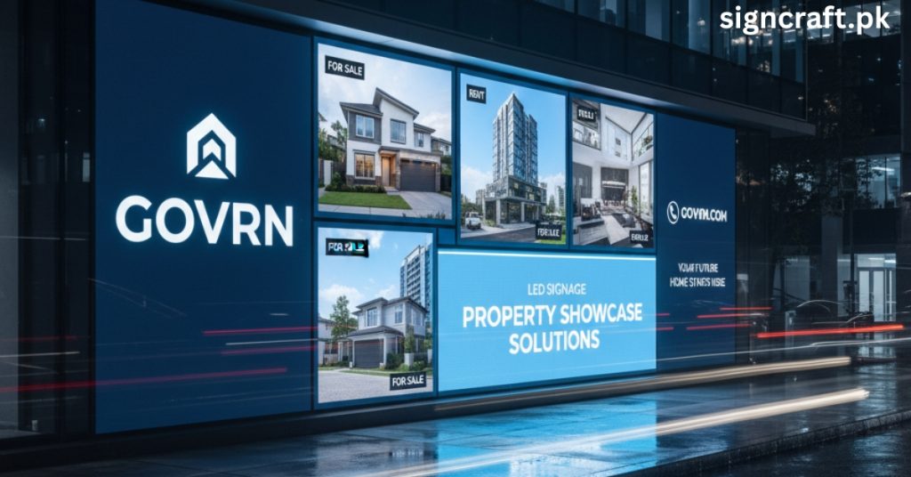 There is LED Signage for Real Estate Agency