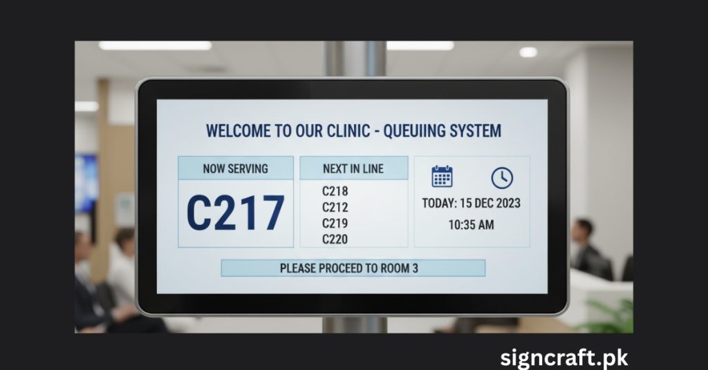 There is number Display Screen Queuing system in Clinic