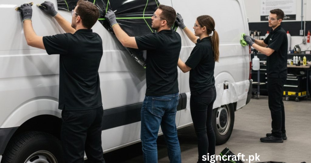Team is removing wrap from vehicle