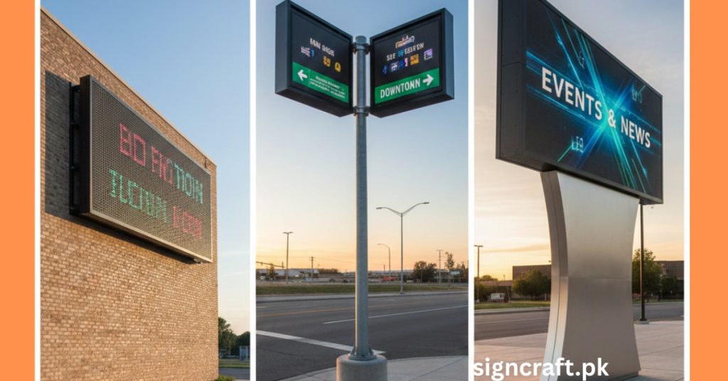 There are three types of LED signage in one image