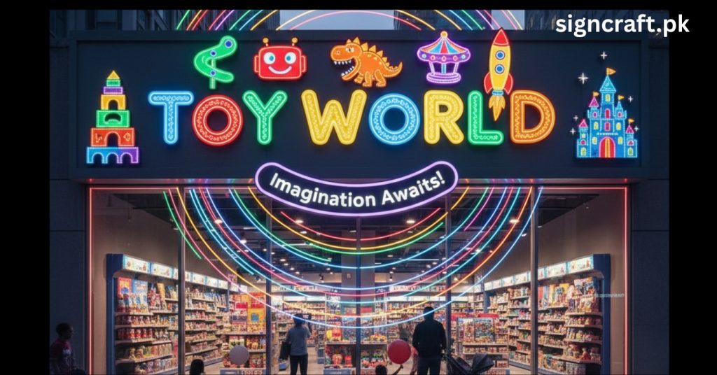 There is LED Branding of toy store