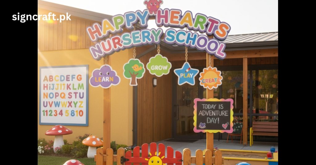 There is Nursery School Colorful Signage
