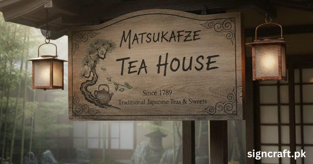 There is Sign Board of Tea House