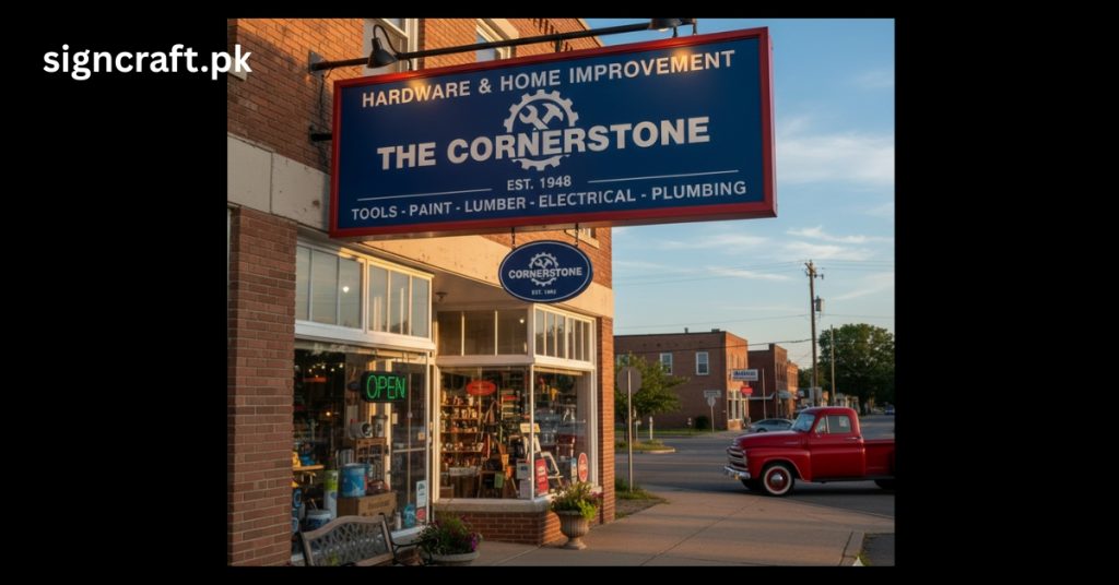 There is Signage on Hardware Store Outdoor
