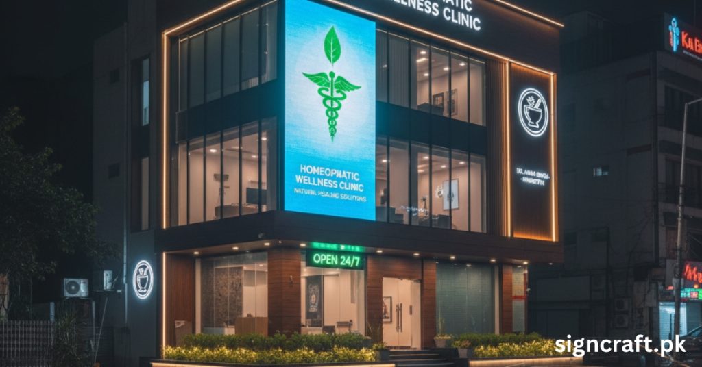 There is Homeopathic Clinic LED Boards