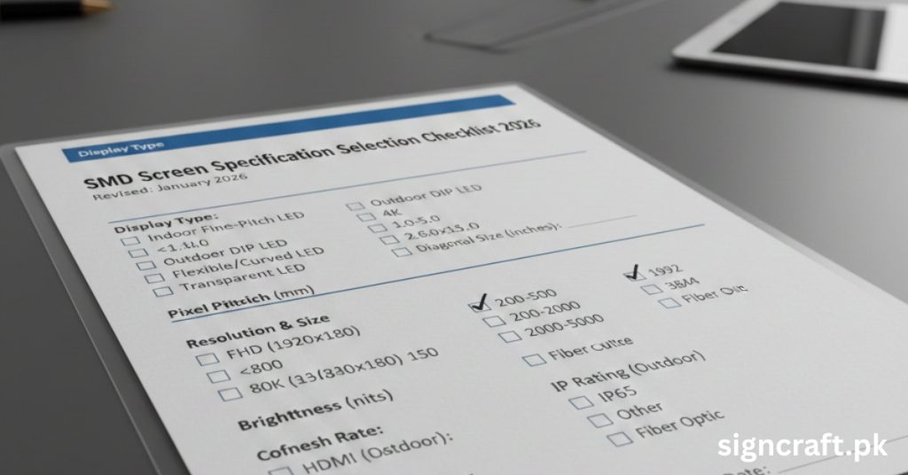 There is SMD Screen Specification Selection Checklist 2026