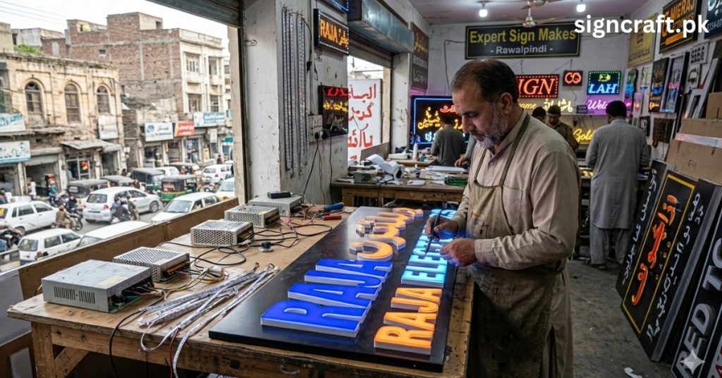 There is an Expert LED signboard manufacturer is working